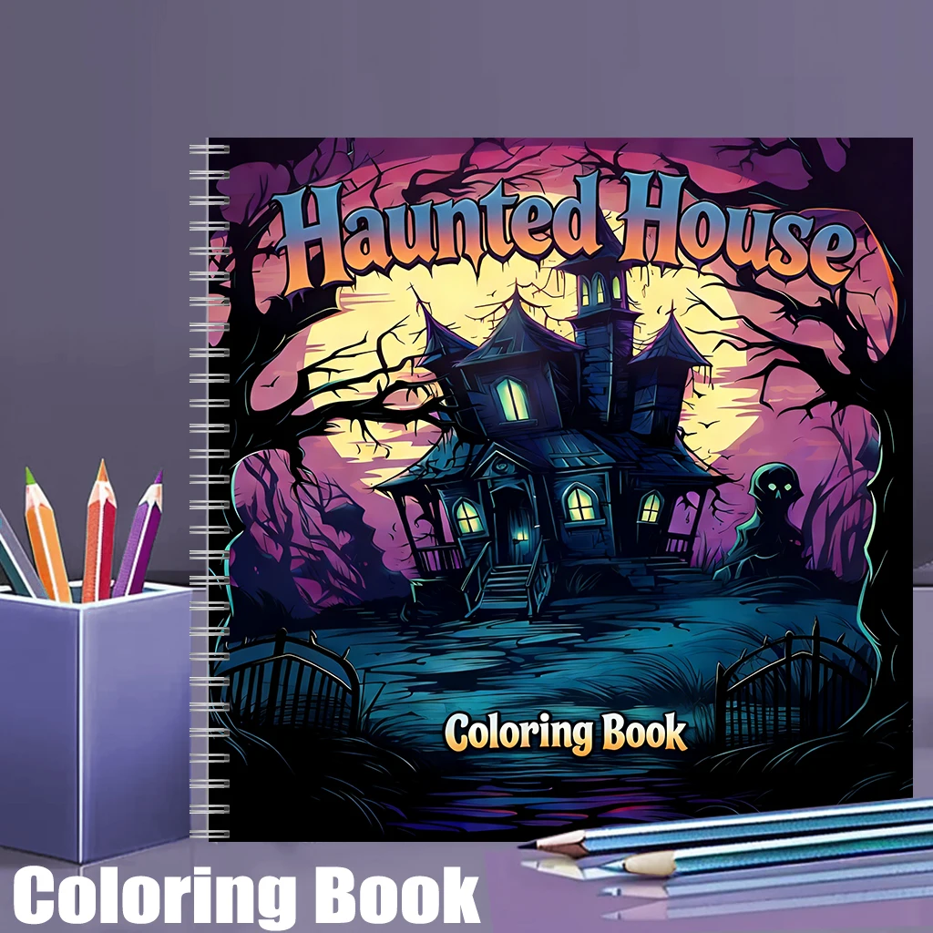 Chalk Bag - Haunted House Coloring Book for Adults,
