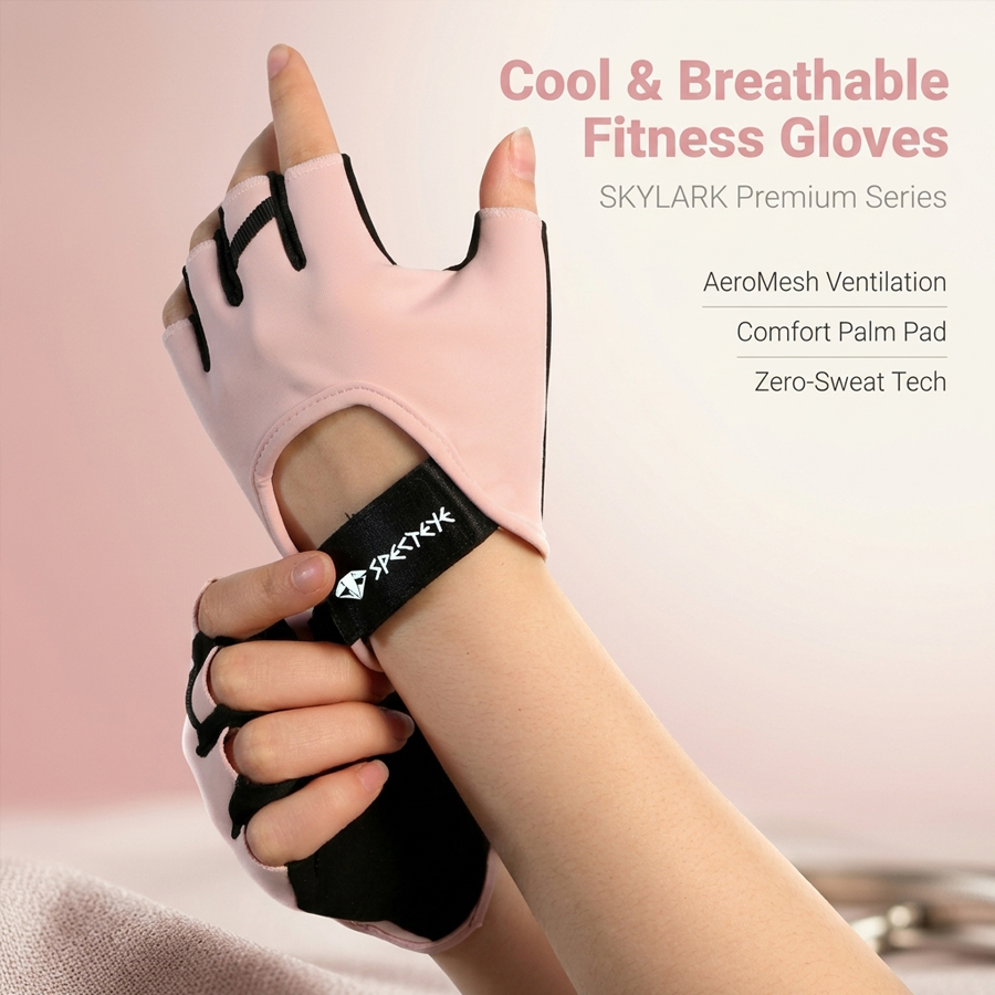 Women Pink Half Finger Fitness - Weightlifting Gloves ulasan dan harga