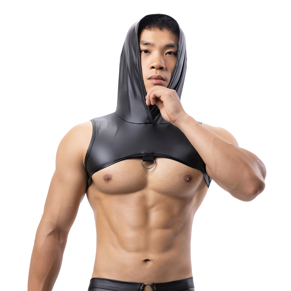 Men Faux Leather Hooded Fitnes - Gymnastic Ring ulasan dan harga