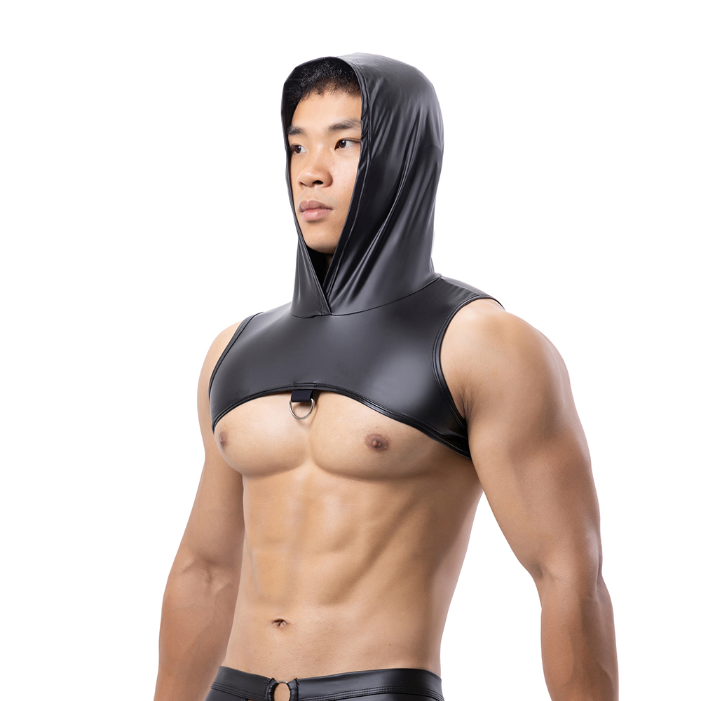 Men Faux Leather Hooded Fitnes - Gymnastic Ring ulasan dan harga